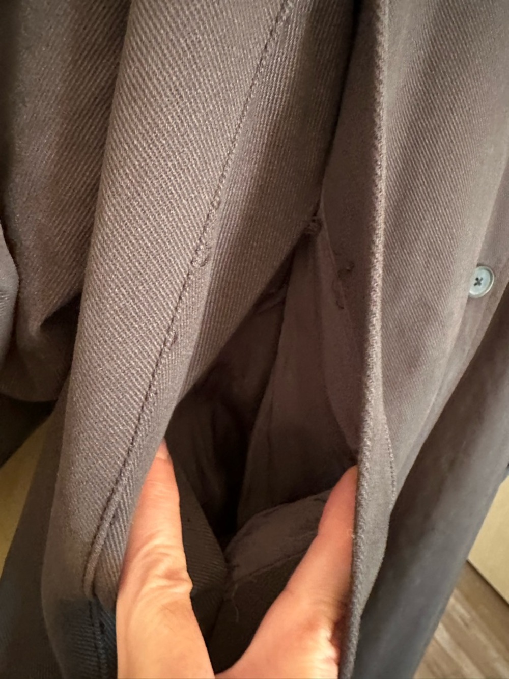 We The Free Dark Grey Trench Coat with Removable Leopard Faux Fur Collar - Picture 6 of 15